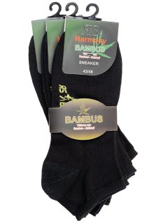 Sneaker Strømper Harmony - BAMBUS - Sort - 3-PAK