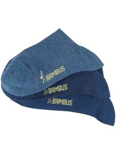Unisex - Kortskaftet bambusstrømpe - Jeansfarver - 3-PAK
