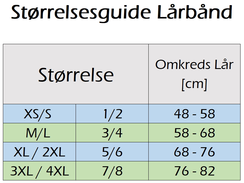 Størrelsesguide Størrelsesguide